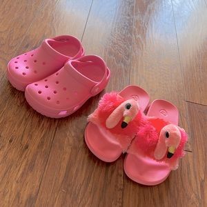 Pink Crocs & Ty beanie baby slides